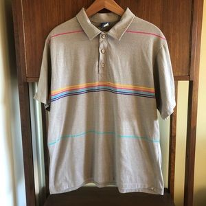 vintage • OP rainbow stripe polo shirt
